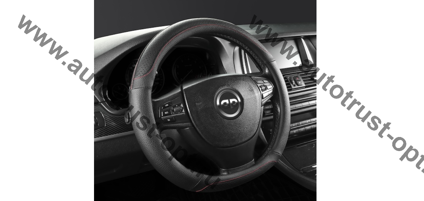 Оплетка рулевого колеса,D-образная перфорированная кожа,черный/красная нить  (М)