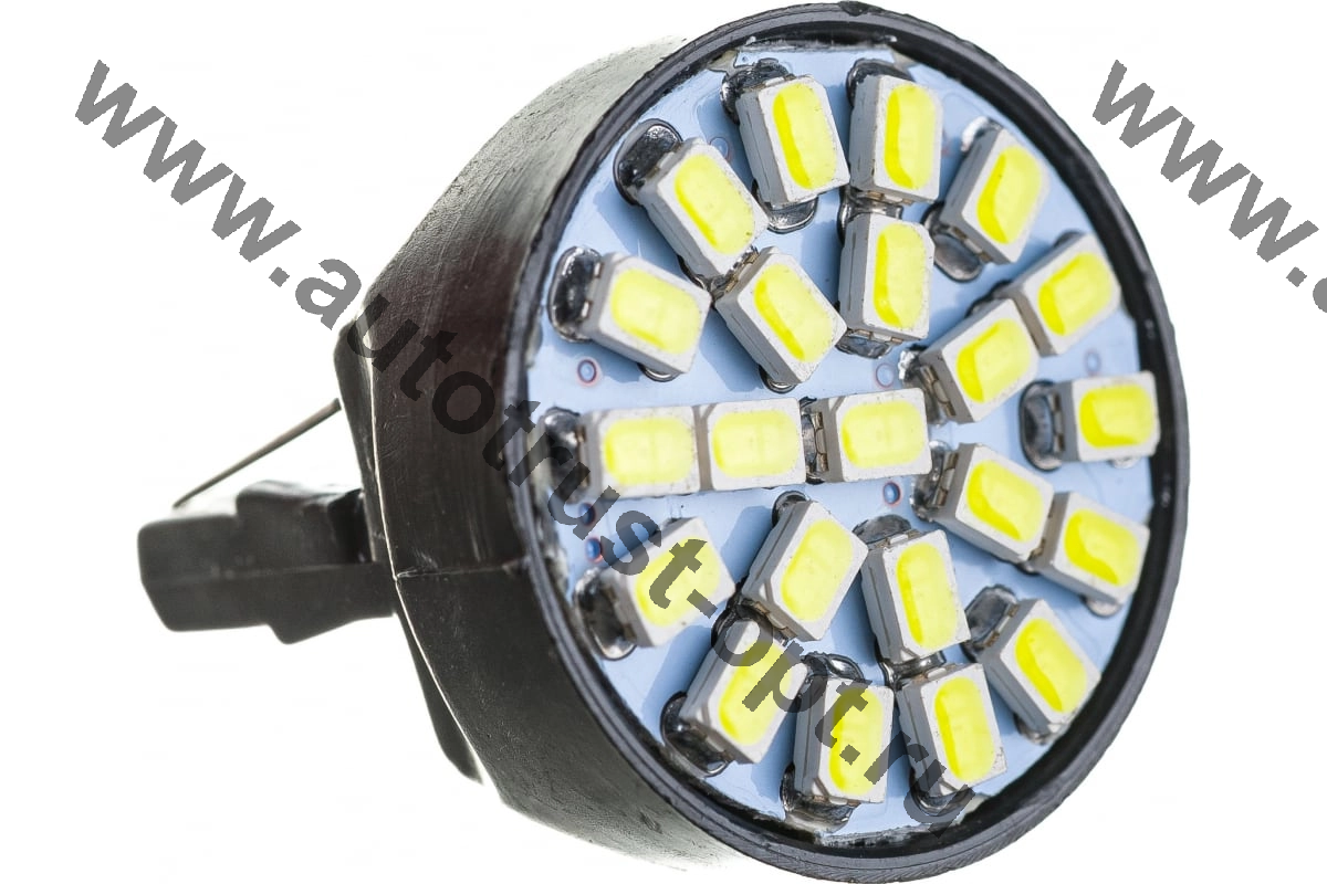 SKYWAY Автолампа диод W21W (T20, 7440) W3x16d  12V 22SMD 1-конт 1W   Белая, пакет с подвесом (уп.2шт