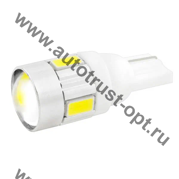 SKYWAY Автолампа диод W5W (T10, 194) W2.1x9.5d  12V  6SMD 500Лм 1-кон 0,5W  бел, пакет с подвом (уп2