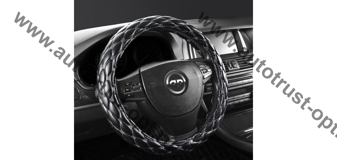 Оплетка рулевого колеса,PU-экокожа,наполнитель поролон,ромб прострочка, ,черный/серебряна  нить  (М)