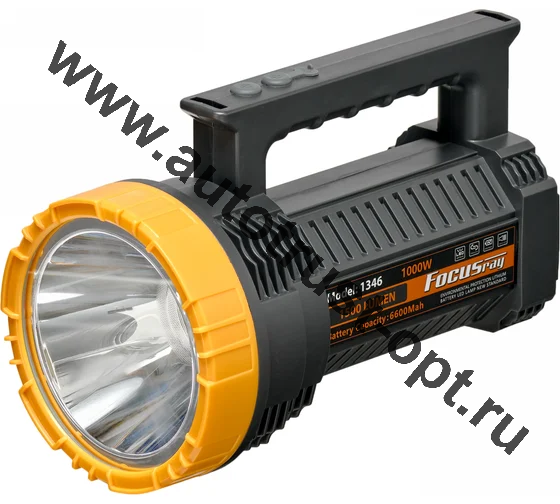 FOCUSray Фонарь 1346 акку 6600 mAH WHITE LASER 1500 люмен  USB кабель