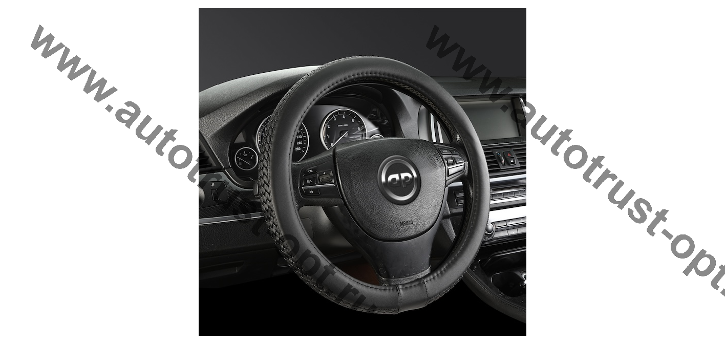 Оплетка рулевого колеса,кожа,плетенная вставка,черный (М)