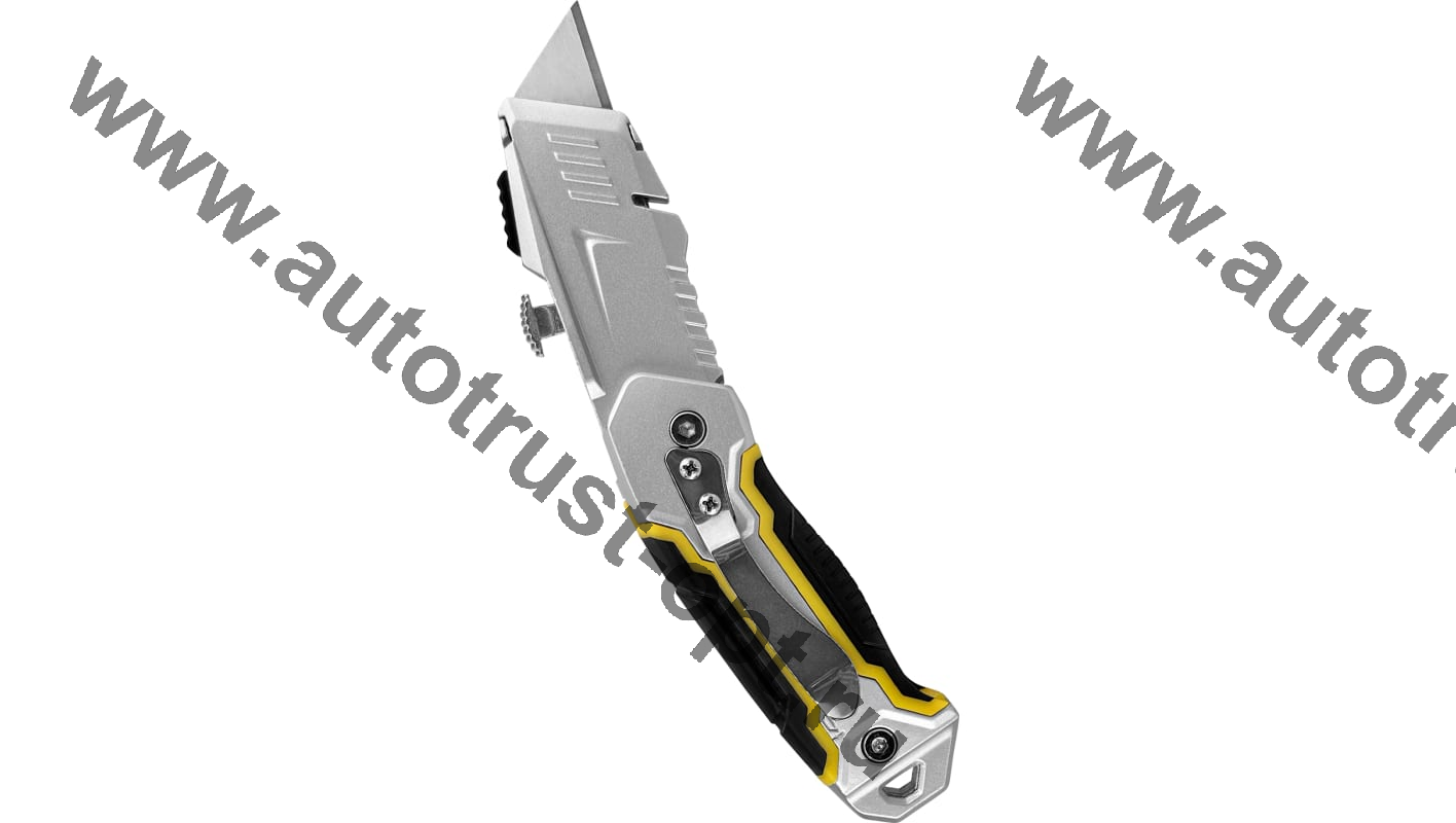 VertexTools Нож складной Авто PROFI с трапециевидным лезвием,TPR, комплект 3 лезвия