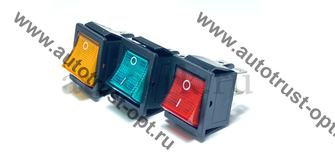 Выключатель клавиша "широкая", 2 положения (с подсветкой/синяя)