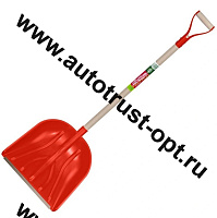 1726-Ч Лопата для снега красная с металл. ручкой