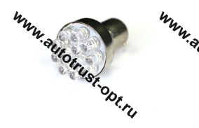 KS Лампа светодиодная 12V 5W BA15s (1конт) 9 диодов, белая (габариты, подсветка номера)