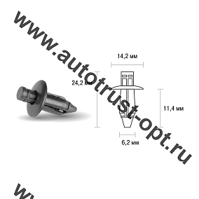 Клипса SKYWAY  S05601003 для кузова и внеш.обвеса со штырем нажимная 6,2х14,2х24,2мм KJ-2163