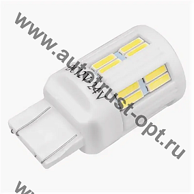 SKYWAY Автолампа диод W21/5W (T20, 7443) W3x16q 12/24V 28SMD 2-конт 3,5W биполяр CANBUS белый (в уп2