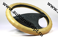 IGG Оплетка на руль 1026 (экокожа, темно-бежевый глянец (волна), М 37-39 см)