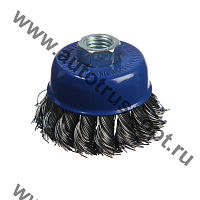 ТУНДРА Щетка металлическая для УШМ, крученая проволока, "чашка", М14, 65 мм