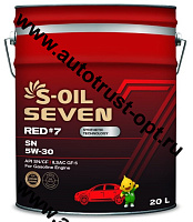 Масло моторное S-OIL RED #7  5W30 API SN (бензин, п/синт) 20л