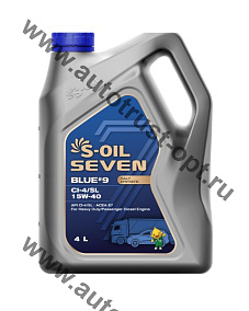 Масло моторное S-OIL BLUE#9 15W40 API CI-4/SL (дизель, синт)  4л