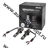 SKYWAY Автолампа диод H1 P14.5s 12V 56W 6000Лм компакт+вентилятор SENATOR NEO 6000K,.комп.2 шт