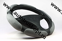 IGG Оплетка на руль 102 спонж 6 подушек черный + серый (м)