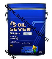Масло моторное S-OIL BLUE#7 10W40 API CI-4/SL (дизель, п/синт) 20л