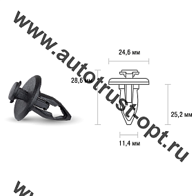 Клипса SKYWAY  S05601013 для кузова и внеш. обвеса со штырем нажимная 11,4х24,6х28,6 Chrysi FR Ford 