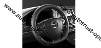 Оплетка рулевого колеса,D-образная перфорированная кожа,черный/красная нить  (М)