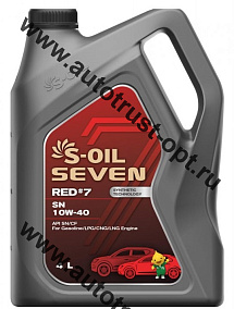 Масло моторное S-OIL RED #7 10W40 API SN (бензин, п/синт)  4л