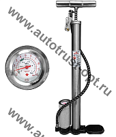 Насос ручной с манометром хромированный