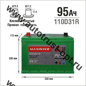 АКБ MAXINTER T110-D31R, Start-Stop EFB 100 а/ч (Пусковой ток 820 а/ч)