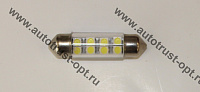 Светодиод 12V T11x36/38 S8,5 8SMD WHITE (AC12-10, салон, номерн.знак) Маяк
