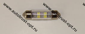 Светодиод 12V T11x36 S8,5 4SMD WHITE (AC12-10, салон, номерн. знак) Маяк