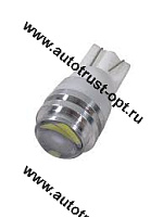 KS Лампа светодиодная T10 12V W2,1-9,5d  2 SMD 5630 диодов, б/ц  LB, линза