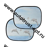 AutoStandart Шторки солнцезащитные на боковые стекла 2 шт ( 44 х 36см, рис. Дельфины) 