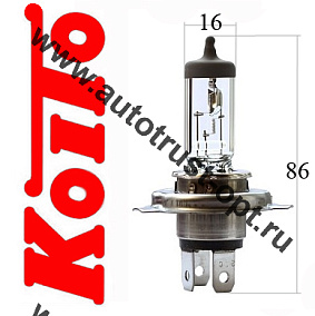 Лампа головного света Koito H4 12V 60/55W P43t-38 T16  (0456Е)