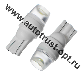 KS Лампа светодиодная T10 12V W2,1-9,5d  б/ц  белая, 1 HIGH POWER 0.3W диод