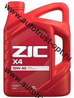 Масло моторное ZIC X4 10W40 API SN  (бензин, п/синт)  4л