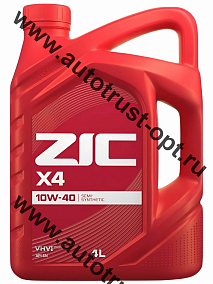 Масло моторное ZIC X4 10W40 API SN  (бензин, п/синт)  4л