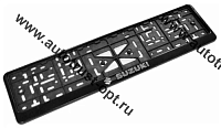 Рамка номера пластиковая с защелкой "SUZUKI" черная (РК 01 01 00 (1.55)