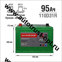 АКБ MAXINTER T110-D31R, Start-Stop EFB 100 а/ч (Пусковой ток 820 а/ч)