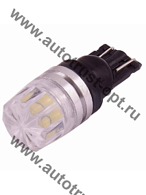 SKYWAY Автолампа диод W5W (T10, 194) W2.1x9.5d 12V 2SMD 1-конт 1W  бел, пакет с подвесом (в уп.2шт)