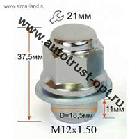 Гайка М 12*1,50*37,5 пресс шайба, хром, D18,5мм, ключ 21 (N043/137.521)