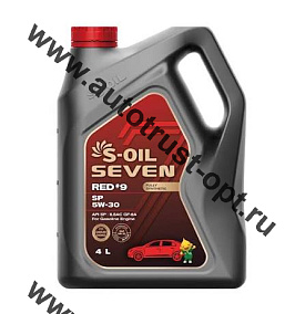 Масло моторное S-OIL RED #9 5W30 API SP/GF6A (бензин, синт)  4л