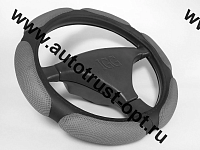 IGG Оплетка на руль "air mesh" 6 подушек черный + серый (М)