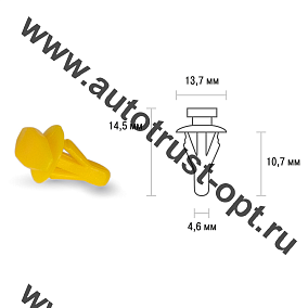 Клипса SKYWAY S05601070 для теплоизоляции и уплотнителей нажимная 4,6х13,7х14,5мм KJ-1067