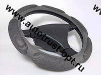 IGG Оплетка на руль "air mesh" 6 подушек серый + серый (М)