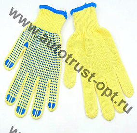 Перчатки х/б  с ПВХ жёлтые