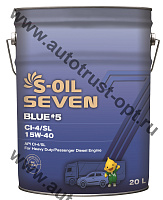 Масло моторное S-OIL BLUE#5 15W40 API CI-4/SL (дизель, п/синт) 20л