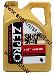 Масло моторное ZEPRO GASOLINE & DIESEL F-S 5W40 SN/CF 4л синтетическое