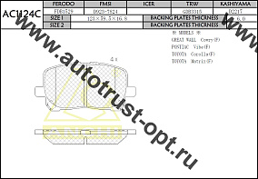 ANCHI Тормозные колодки AC1124C/PN-1470 PF-1470