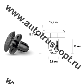 Клипса SKYWAY  S05601143 для кузова и внеш.обвеса со штырем нажимная 6,8х15,2х12,7мм  KJ-364