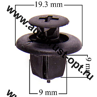 Клипса SKYWAY S05601016 для кузова и внеш. обвеса со штырем нажимная 8,6х19,1х19,4мм