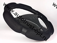 IGG Оплетка на руль "air mesh" 6 подушек черный (М)
