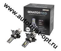 SKYWAY Автолампа диод H4 P43t 12V 56W 6000Лм компакт+вентилятор SENATOR NEO 6000K,.комп.2 шт