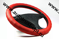 IGG Оплетка на руль 1007 (экокожа, красный, перфорация (волна), М 37-39 см) 