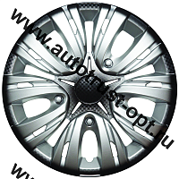 "АКС авто"  Колпак декоративный ЛИОН серебристо-черный (пруж.) карбон 13" (2)